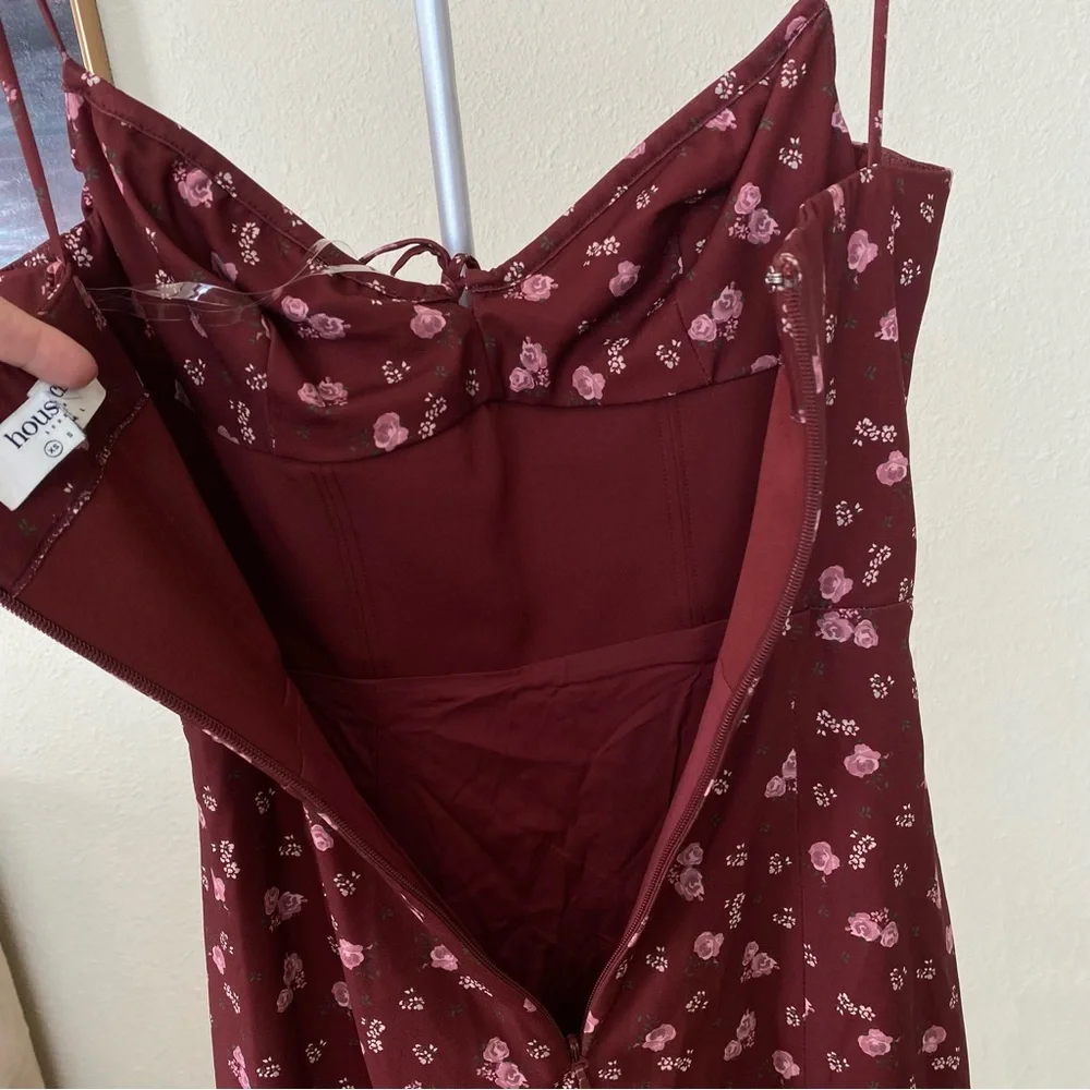 House Of CB Carina Wine Floral Bustier Midi Dress size XS NWOT - Picture 10 of 12